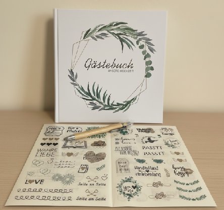 G�stebuch Hochzeit mit Sticker und Stift