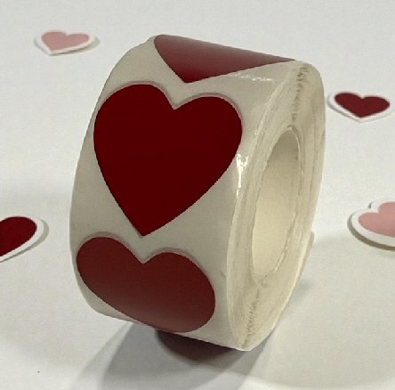 Rote Herz Klebesticker, 500 Stck