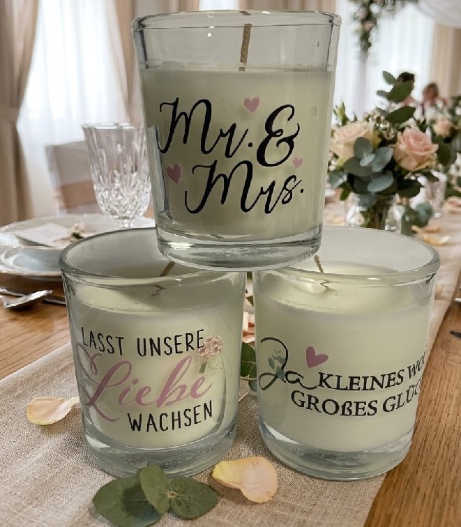 Kerze im Glas zur Hochzeit