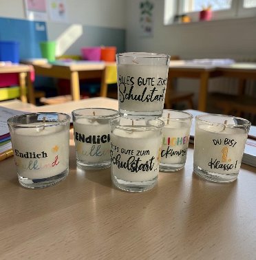Schulanfang Kerze im Glas