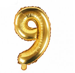 Zahlenballon Gold - Zahl 9 - 35 cm
