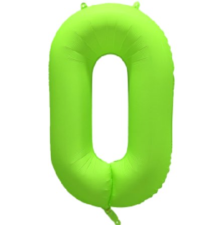 NEON GRN Ballon Zahl 0, Mae: 86 cm