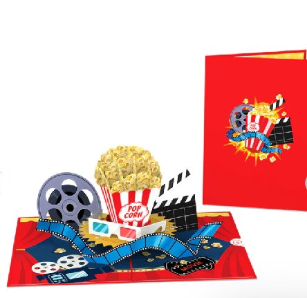 Pop-Up Karte Kind und Popcorn