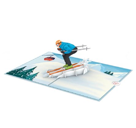 Skifahrer Pop-Up Karte