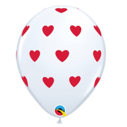 Qualatex Ballons - Wei und rote Herzen