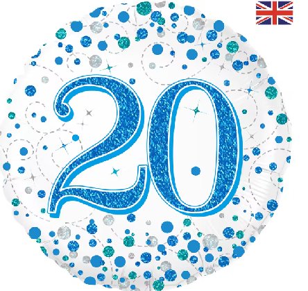 Ballon zum 20.Geburtstag, Holo Blue