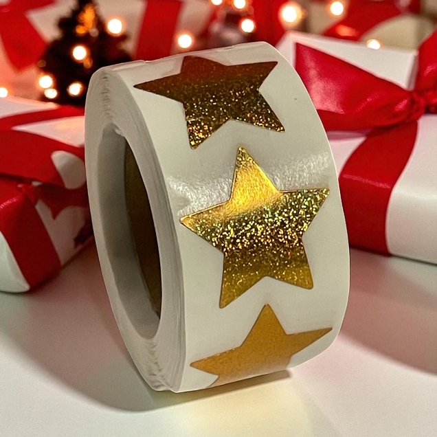 Stickerrolle Sterne,gold, 500 Stck
