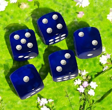 Wrfel, 5 Stck in blau