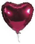 Folienballon Herz mit Gasfllung, rubinrot ,45 cm