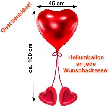 Herzballon mit Helium und Schokoherzen
