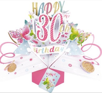 Pop up Karte zum 30. Geburtstag - rosa